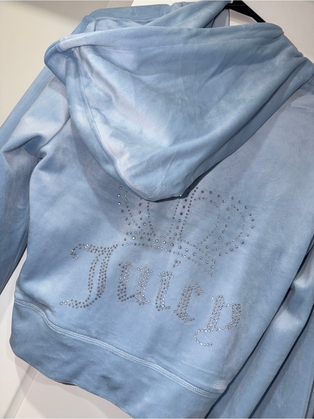 Juicy Couture Light Frosted Blue Velour Track Pants - Flared Joggers - Picture 3 of 7